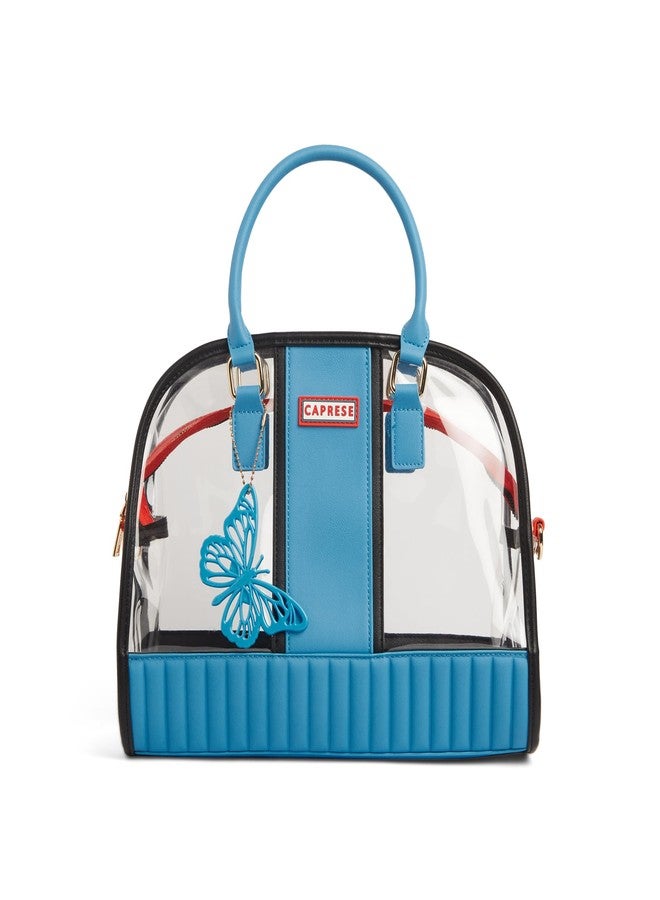 Caprese Madonna Satchel Bag Large | Stylish Transparent Handbag with Butterfly Charm for Women with Adjustable & Detachable Sling Strap, Top-Handles & Zip Closure | Perfect for Casual Use (Blue) - Image 1